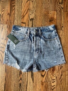 wild fable Distressed Light Blue High-Rise Denim Shorts